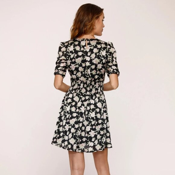NWT Heartloom Brielle Mini Dress in Tapestry Floral Flowy Black Women's Size M - Picture 3 of 9